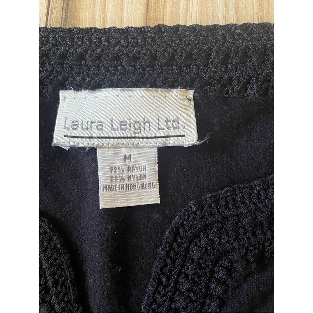 Laura Leigh Vintage Crotchet Black Women’s Top - Picture 2 of 6